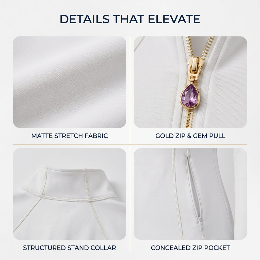 Unique Gift Women Yoga Jacket  2-in-1 Removable Teardrop Crystal Charm