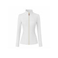 White Women’s Full Zip Yoga Jacket, Detachable Teardrop Crystal Charm Necklace