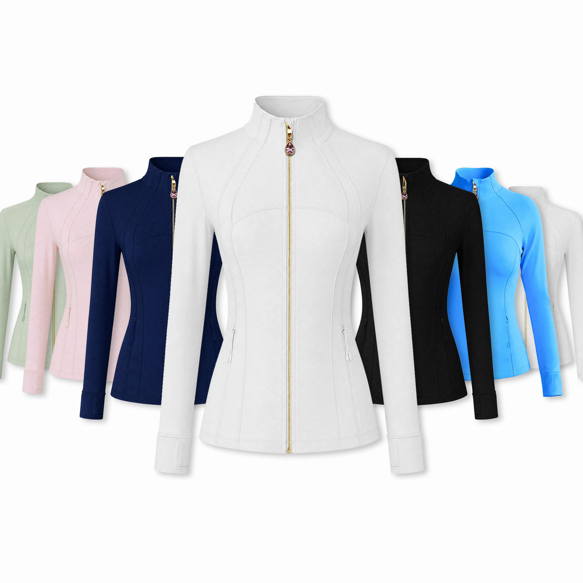 Unique Gift Women Yoga Jacket  2-in-1 Removable Teardrop Crystal Charm