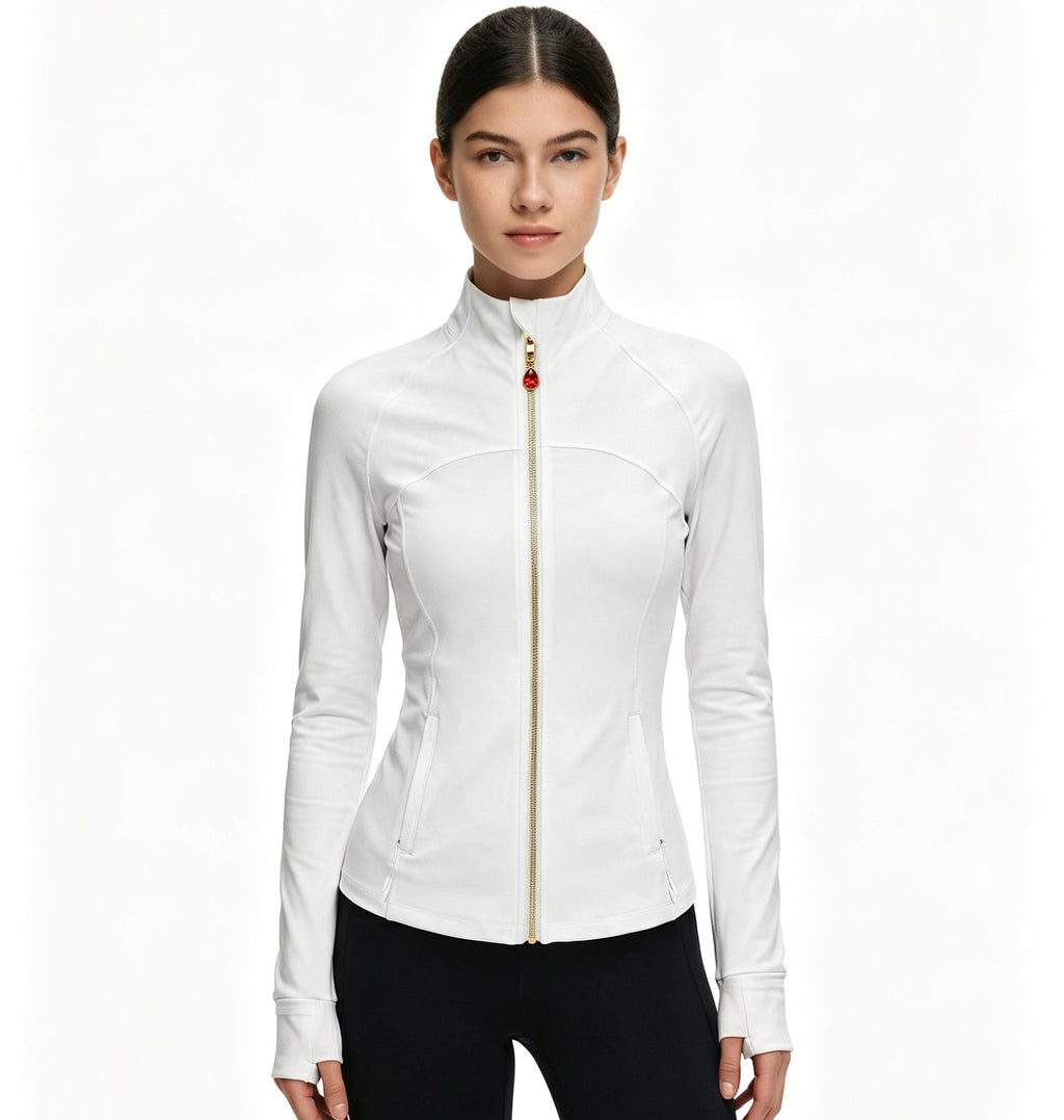 Unique Gift Women Yoga Jacket  2-in-1 Removable Teardrop Crystal Charm
