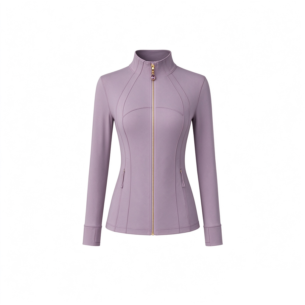 Taro purpleWomen’s Slim Fit Yoga Jacket with Removable Crystal Zipper Charm