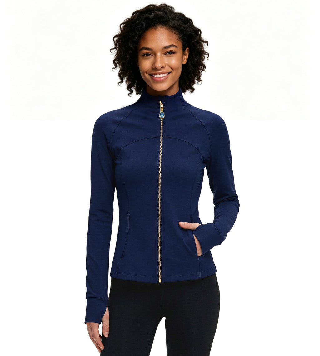 Unique Gift Women Yoga Jacket  2-in-1 Removable Teardrop Crystal Charm