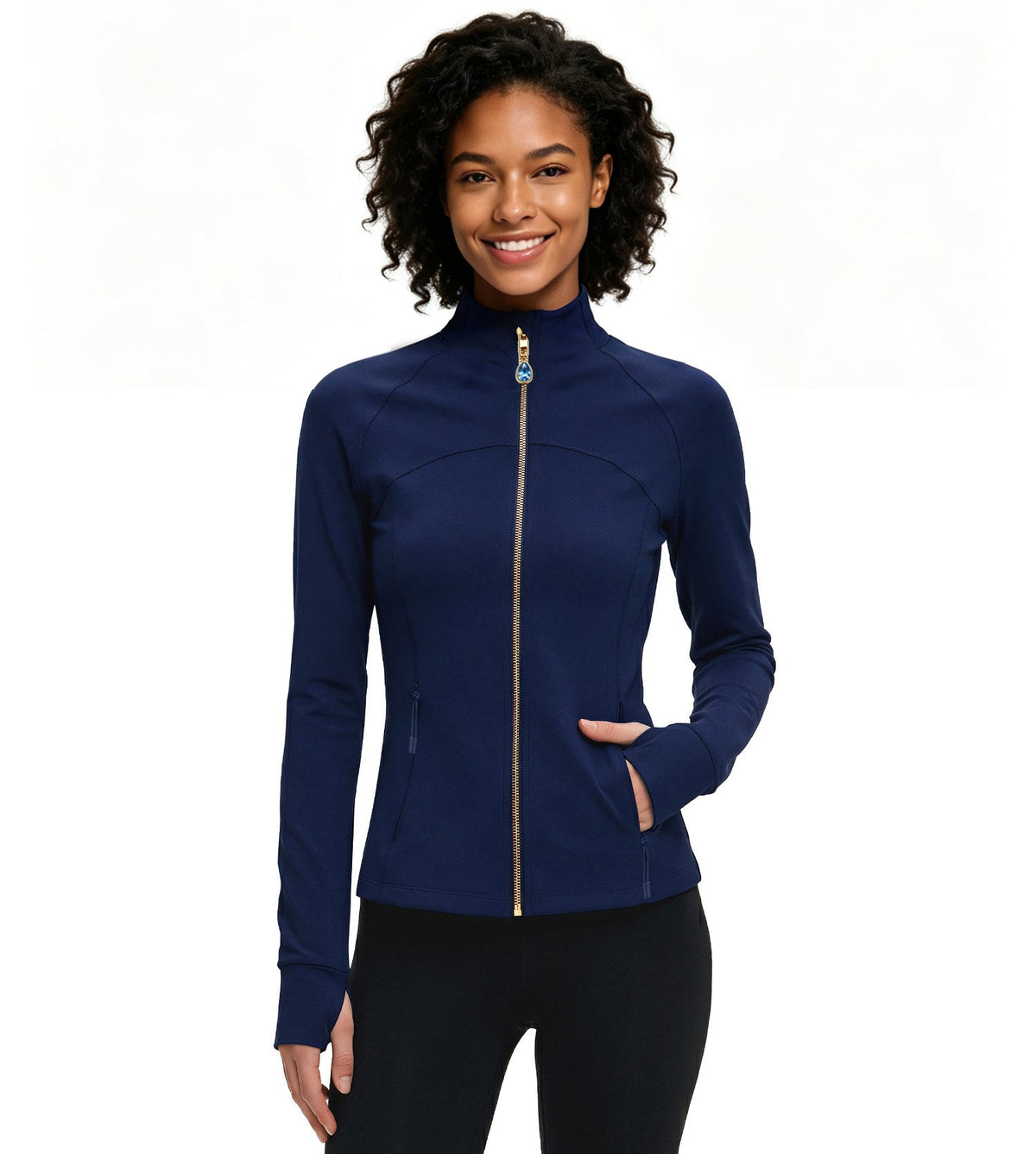 Unique Gift Women Yoga Jacket  2-in-1 Removable Teardrop Crystal Charm