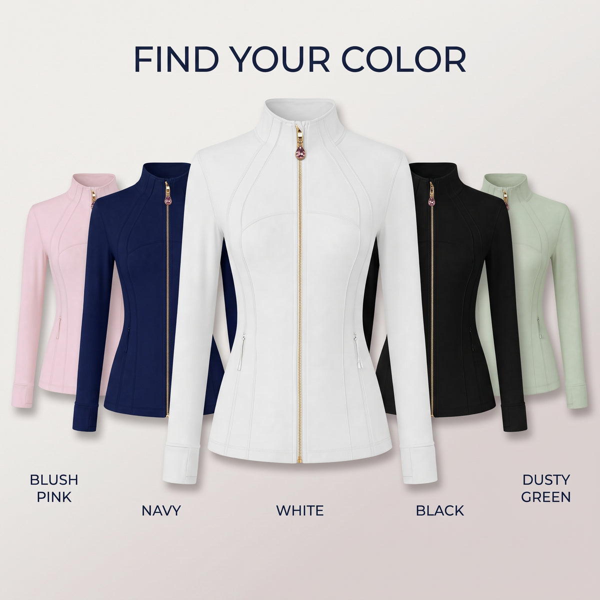 Unique Gift Women Yoga Jacket  2-in-1 Removable Teardrop Crystal Charm