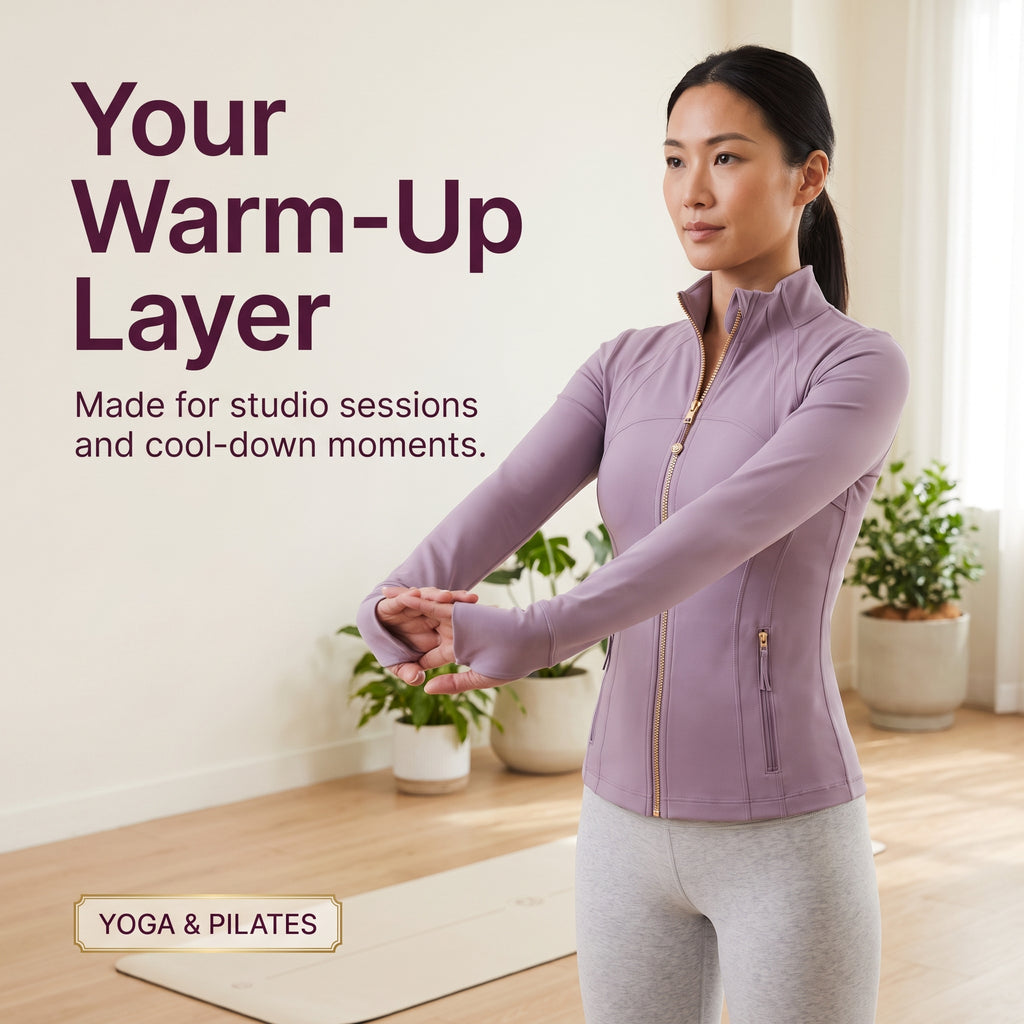 Taro purpleWomen’s Slim Fit Yoga Jacket with Removable Crystal Zipper Charm