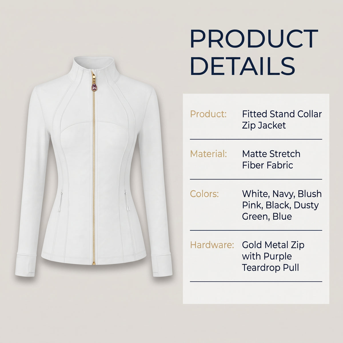 Unique Gift Women Yoga Jacket  2-in-1 Removable Teardrop Crystal Charm