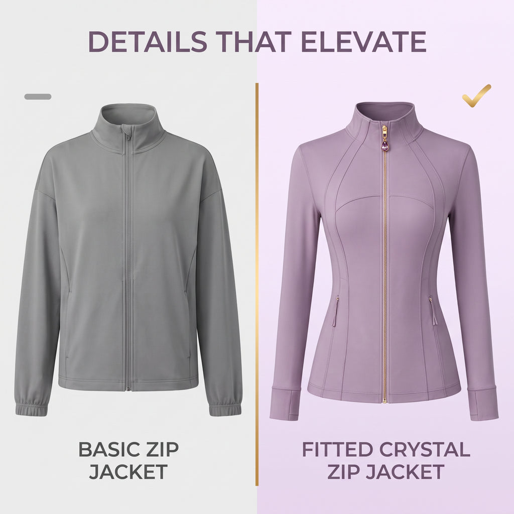 Taro purpleWomen’s Slim Fit Yoga Jacket with Removable Crystal Zipper Charm
