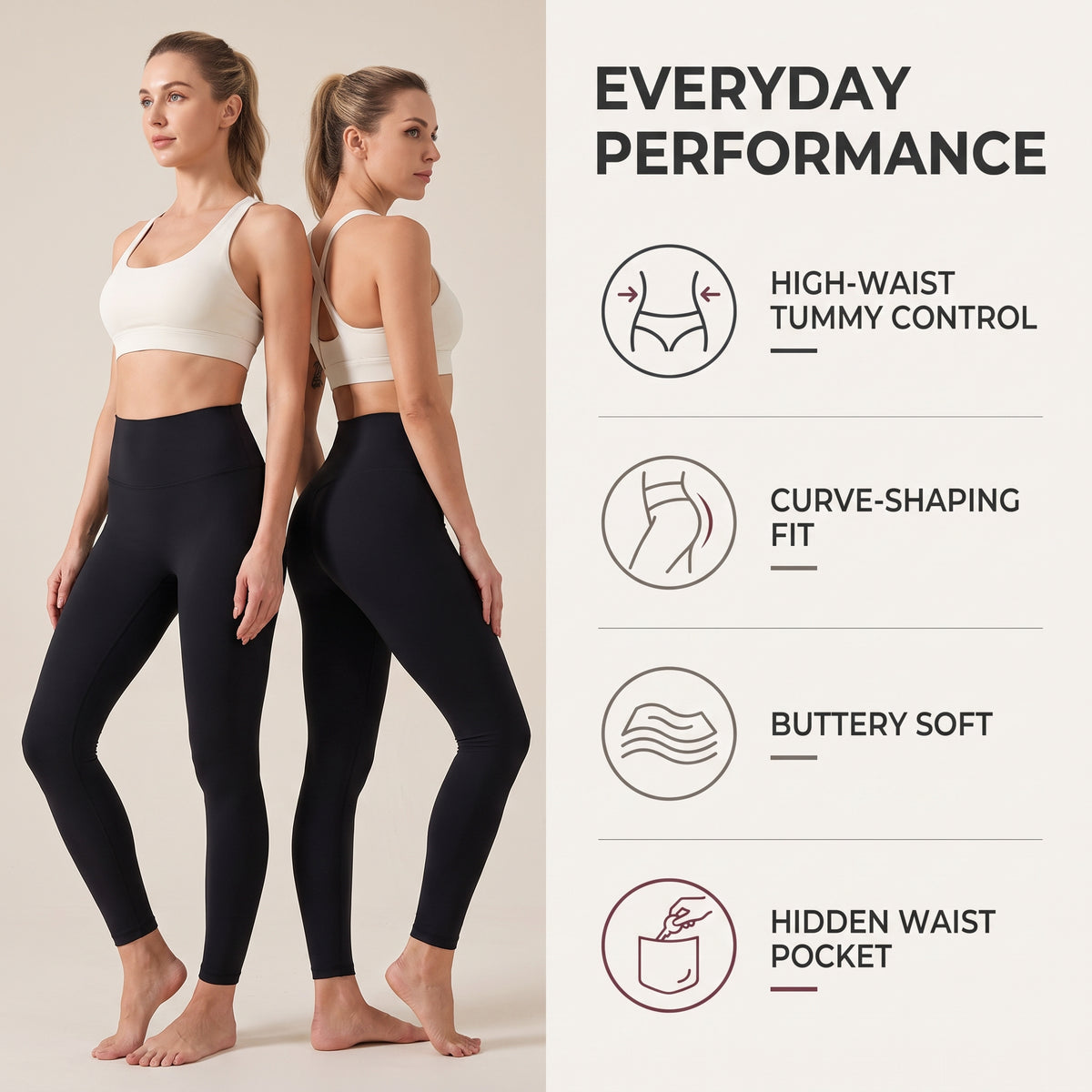 High Waisted Leggings with Pockets Women, Full Length Capri Buttery Soft Stretchy Yoga Pants