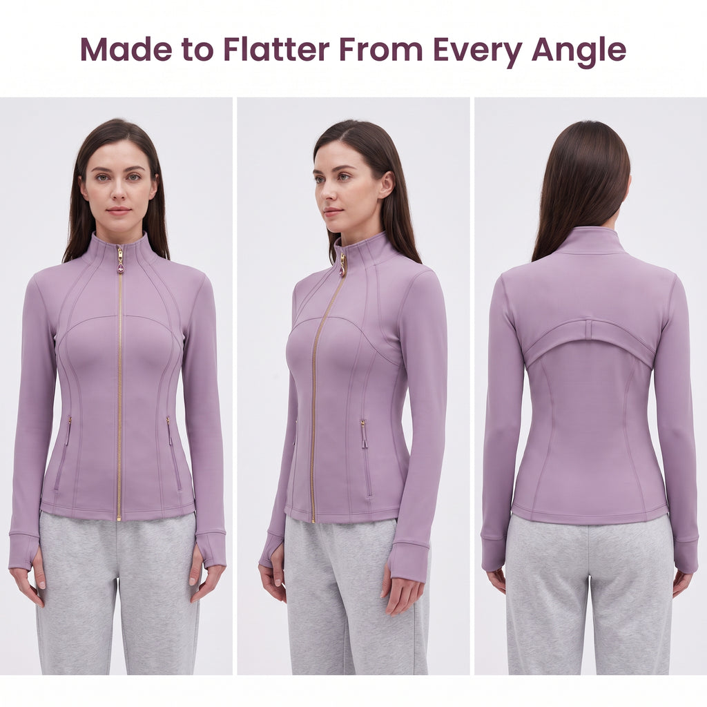 Unique Gift Women Yoga Jacket  2-in-1 Removable Teardrop Crystal Charm